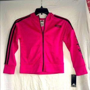 Adidas Hooded Jacket Girls M (10/12)  Hot Pink/Black